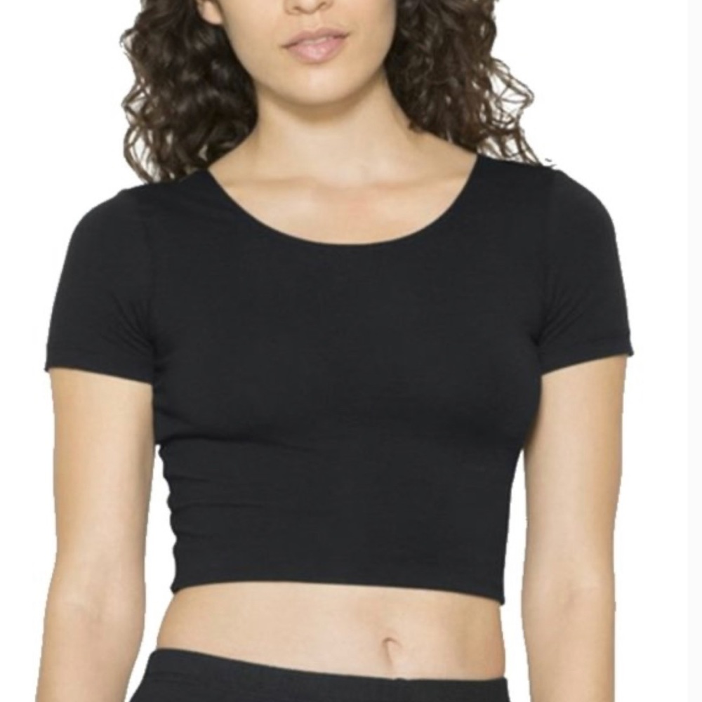 American Apparel Scoop Neck Crop Top | Cotton Spandex | Size Small | Black
